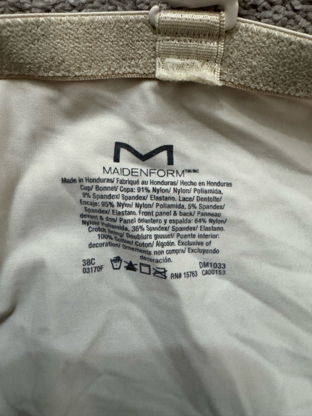Maidenform Shapewear Bodysuit Beige Underwire Lace Control SIZE 38C - Picture 4 of 7